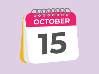 October  15 calendar reminder. 15 October  daily calendar icon template. Calendar 15 October  icon Design template. Vector illustration
