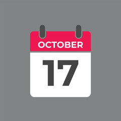 October  17 calendar reminder. 17 October  daily calendar icon template. Calendar 17 October  icon Design template. Vector illustration
