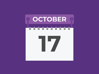 October  17 calendar reminder. 17 October  daily calendar icon template. Calendar 17 October  icon Design template. Vector illustration
