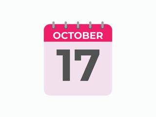 October  17 calendar reminder. 17 October  daily calendar icon template. Calendar 17 October  icon Design template. Vector illustration
