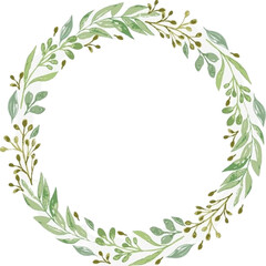 laurel wreath isolated on white, green laurel wreath