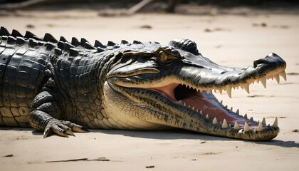 A Crocodile With Its Powerful Jaws Clamped Shut  2