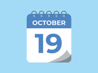 October  19 calendar reminder. 19 October  daily calendar icon template. Calendar 19 October  icon Design template. Vector illustration
