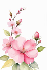a painting of pink flowers on a white background