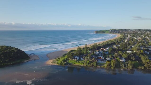 Early morning drone shot of Gerringong in NSW Australia