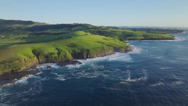Early morning drone shot of Kiama Coastal Walk New South Wales Australia