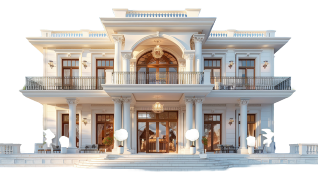 View of a classical home from the front isolated on a transparent background - Powered by Adobe