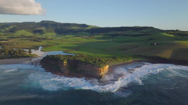 Early morning drone shot of Gerringong in New South Wales Australia