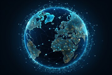 planet Earth, network connections, digital internet era background
