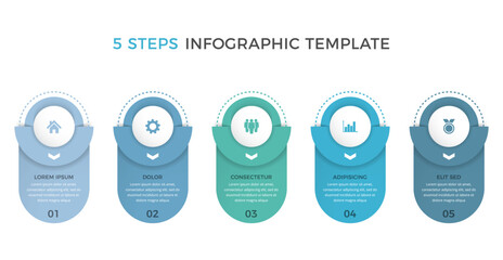 Infographic template with five parts, process, workflow chart, vector eps10 illustration