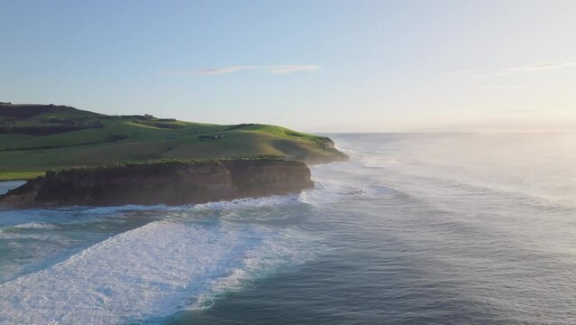 Sunrise drone shot of Werri Beach,Gerringong in New South Wales Australia