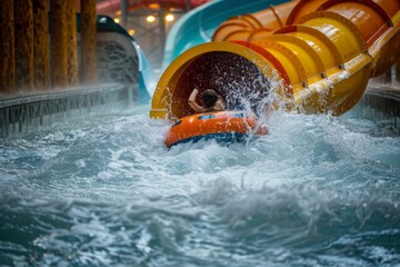 tube slide inside an indoor water park