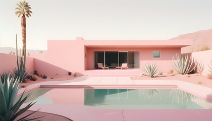 A modern cozy architecture in landscape with pool 