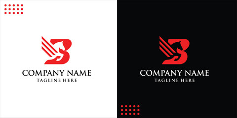 Letter B for Pegasus Logo Design. Use negative space on the letter B to create Pegasus. Simple, smart and modern logo design.