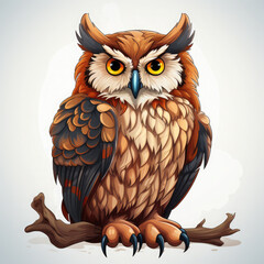 Watercolor Nova owl, clipart Illustration, Generative Ai