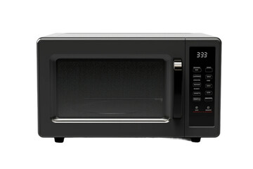 Obraz premium The Midnight Appliance: A Sleek Black Microwave on White or PNG Transparent Background.