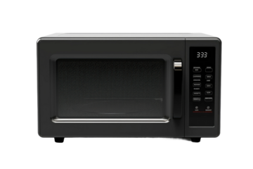 The Midnight Appliance: A Sleek Black Microwave on White or PNG Transparent Background.