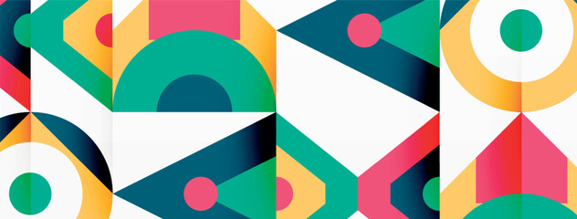 Colorfulness and creativity shine in this vibrant textile art piece, featuring a symmetrical pattern of red circles and triangles on a white background