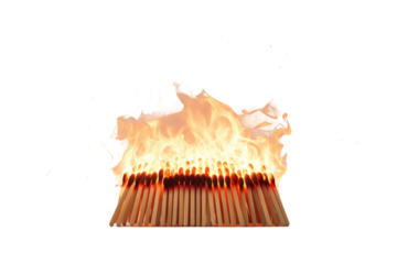The Dance of Flames on White or PNG Transparent Background.