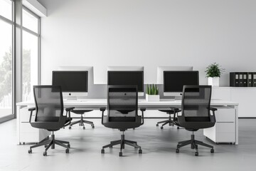 office workspace with minimalist desks
