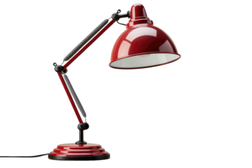 Radiant Elegance: A Red and White Lamp Illuminates a Blank Canvas on White or PNG Transparent Background.