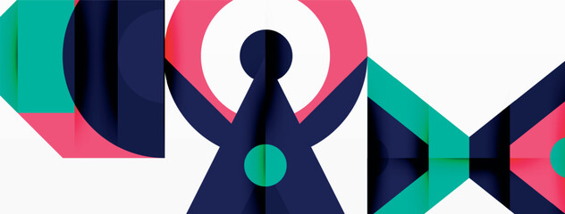 A vibrant logo design featuring a keyhole surrounded by a symmetrical pattern of circles and triangles in electric blue, magenta tints, and shades. The font used adds an artistic touch to the symbol