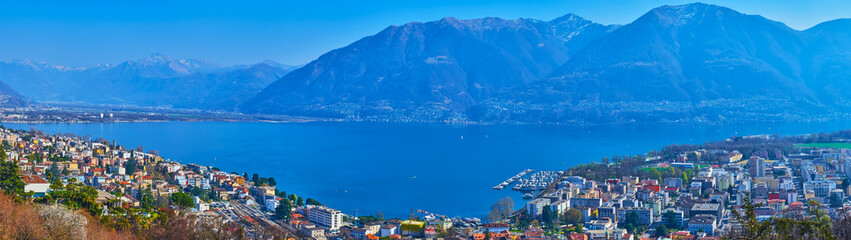 Panorama of Lake Maggiore and Alps from Orselina, Switzerland