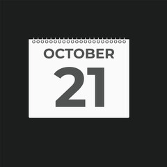 October  21 calendar reminder. 21 October  daily calendar icon template. Calendar 21 October  icon Design template. Vector illustration
