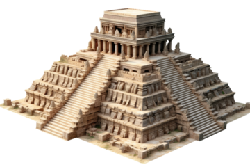 Mystical Clay Pyramid Rising From the Earth on White or PNG Transparent Background.