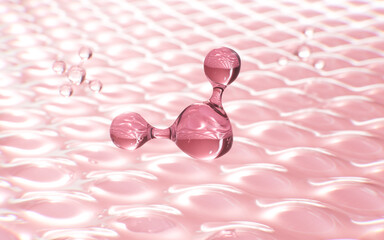 Molecules on the skin tissue, skincare and biomedical concept, 3d rendering.