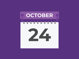 October  24 calendar reminder. 24 October  daily calendar icon template. Calendar 24 October  icon Design template. Vector illustration

