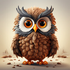 Obraz premium Watercolor Nova owl, clipart Illustration, Generative Ai