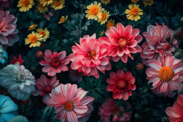 Vibrant Mixed Flowers with Bokeh Background
 - obrazy, fototapety, plakaty