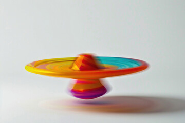 A colorful spinning top in mid-spin