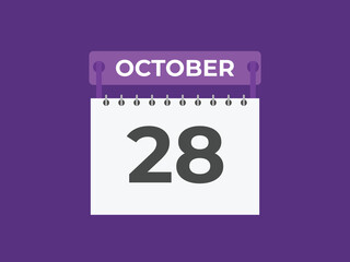 October  28 calendar reminder. 28 October  daily calendar icon template. Calendar 28 October  icon Design template. Vector illustration
