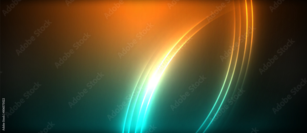 Aufkleber an electrifying orange and blue wave resembling an aurora dances across the dark sky, creating a stu