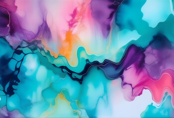 A close-up of a colorful marble ink abstract art piece