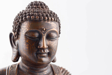 A serene Buddha statue with a peaceful expression and intricate details