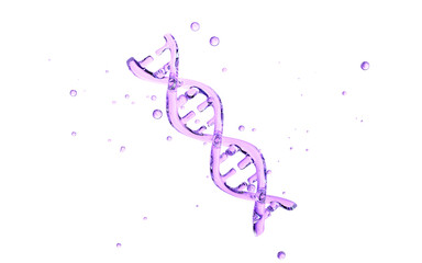Purple DNA in the white background, 3d rendering.