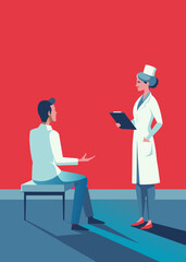 Obraz premium the doctor talks to the nurse, explains something, realistically