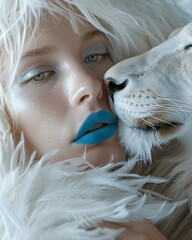 portrait of a woman with a lion