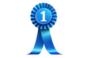 The Champions Elation: A Glorious Blue Ribbon of Victory on White or PNG Transparent Background.
