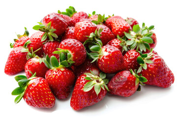 A cluster of freshly picked strawberries