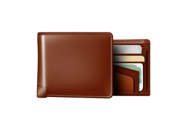 The Masterful Organizer: A Brown Leather Wallets Secret Life on White or PNG Transparent Background.