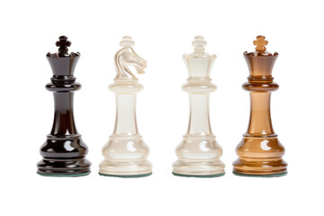 Ethereal Trio: Glass Chess Pieces on White or PNG Transparent Background.