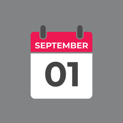 September  1 calendar reminder. 1 September  daily calendar icon template. Calendar 1 September  icon Design template. Vector illustration
