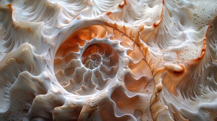 Illustration intricate swirls in seashells.