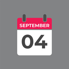 September  4 calendar reminder. 4 September  daily calendar icon template. Calendar 4 September  icon Design template. Vector illustration
