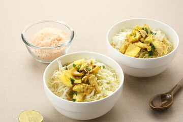 Soto Ayam Lamongan, traditional chicken soup from Indonesia
