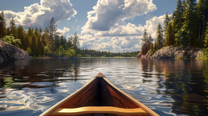 A view of a Mountain Lake from a Canoe
